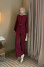 Bordo Kemer Detaylı Tunik Pantolon Takım