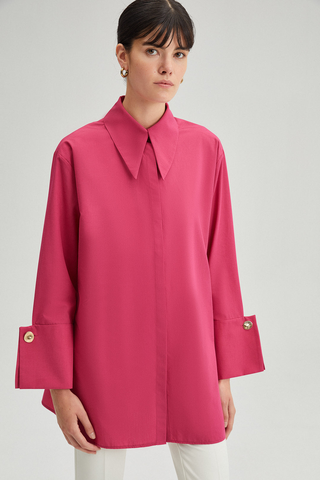 Ola Geniş Manşetli Poplin Gömlek Ürün ikincil görseli