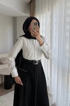 Siyah Gömlekli Kemerli Elbise