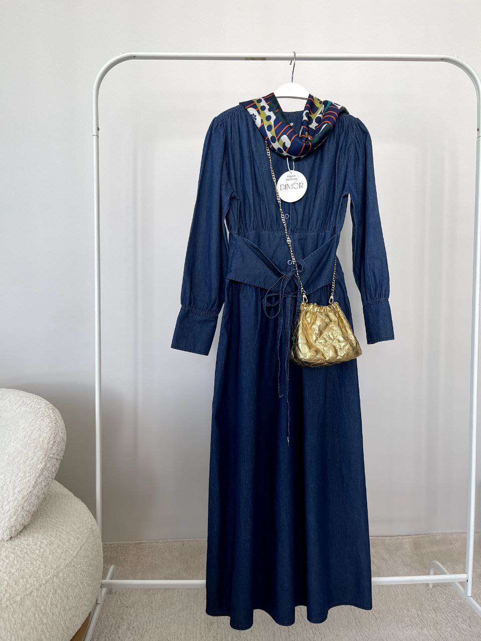 Kemerli Denim Elbise Ürün ikincil görseli