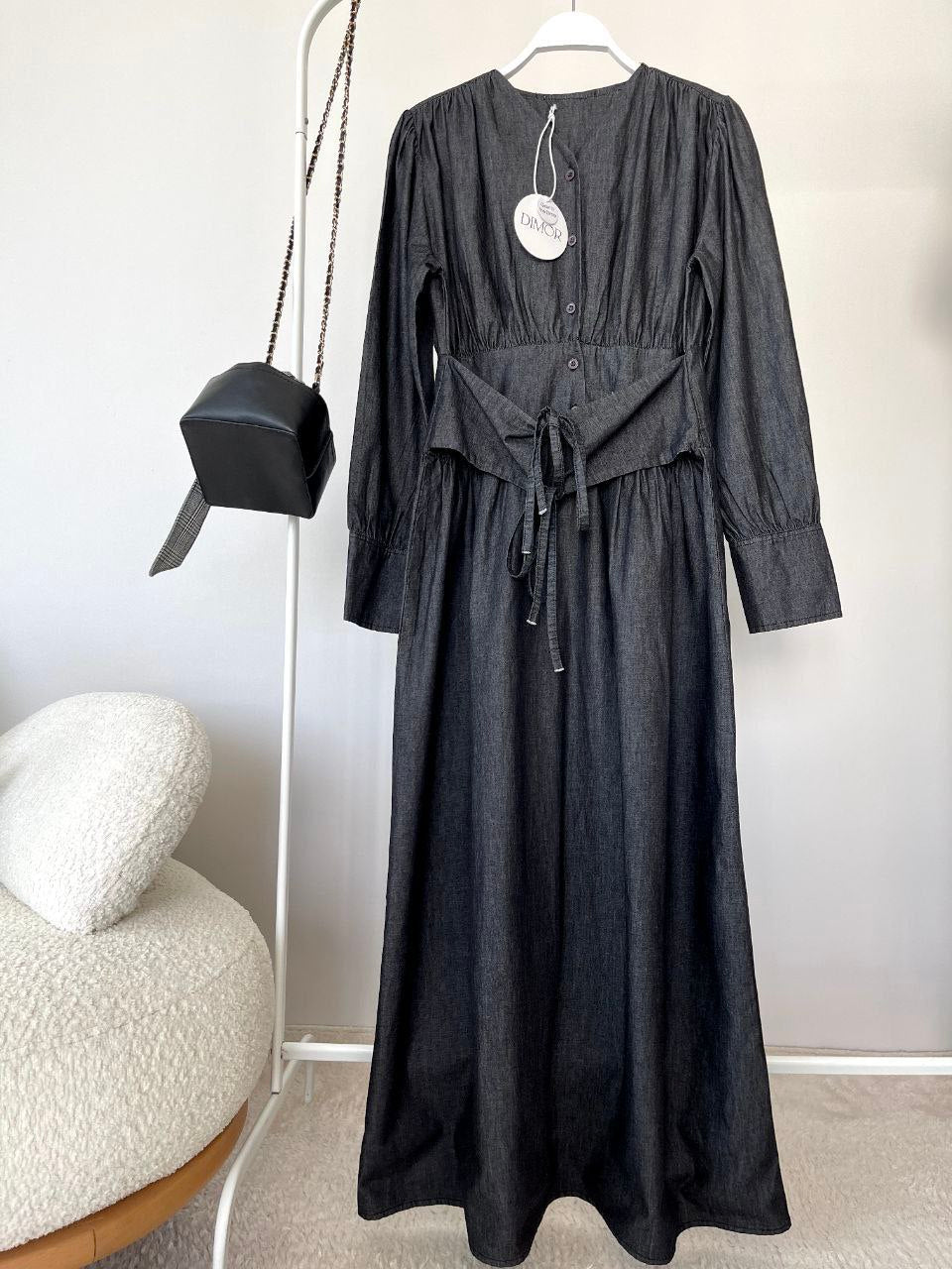 Kemerli Denim Elbise Ürün ana görseli