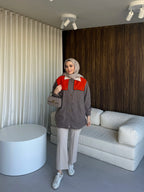 Kahverengi Omuz Detaylı Kaban