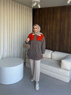 Kahverengi Omuz Detaylı Kaban