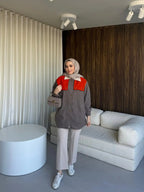 Kahverengi Omuz Detaylı Kaban