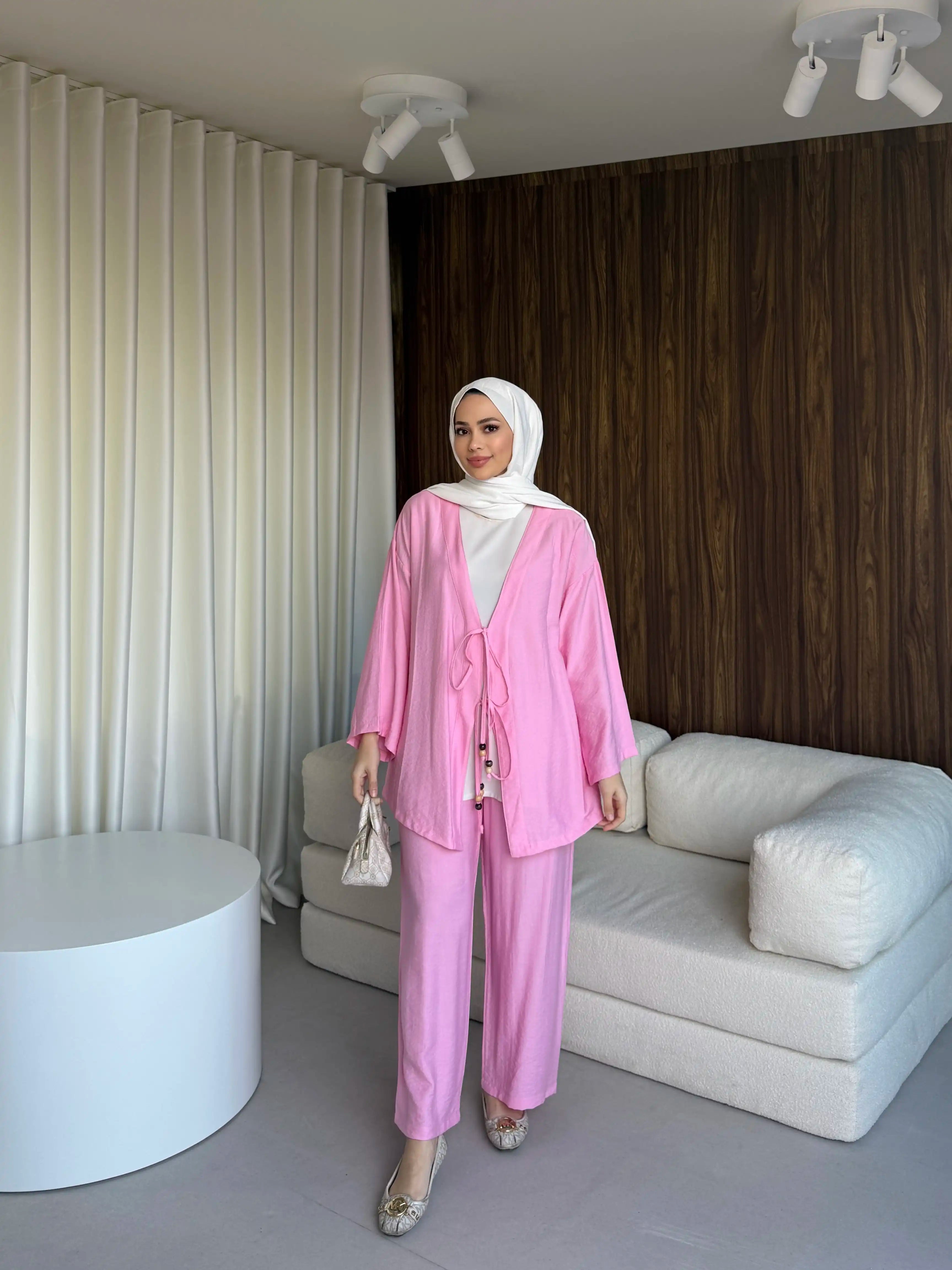 Pembe Bohem Bağlamalı İkili Takım