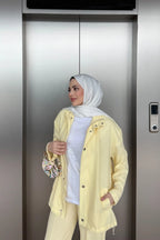 Sarı Dokulu Ceketli Üçlü Takım