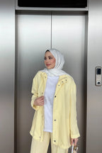 Sarı Dokulu Ceketli Üçlü Takım