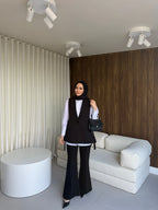 Siyah Yandan Bağlamalı Blazer Yelek